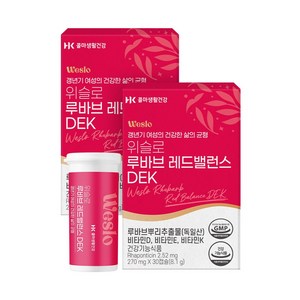 콜마생활건강 위슬로 갱년기 루바브 레드밸런스 DEK 비타민D 비타민E 비타민K, 60개, 270mg