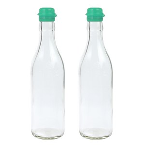 가인글로벌 투명 기름병350 + 코벤트캡 청록 유리병 참기름병 용기, 2개, 350ml