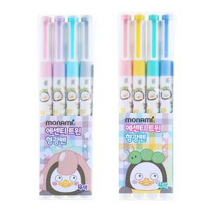 모나미 펭수 트윈 형광펜 프레시에어 4색 세트, 파스텔핑크 + 파스텔퍼플 + 파스텔블루 + 쿨그레이2, 1세트