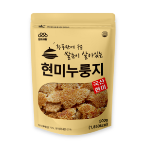 엄마사랑 국내산 황동판에 구워 쌀눈이 살아있는 현미누룽지, 500g, 1개, 1개