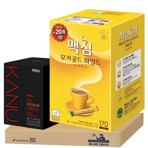 [블루존] 맥심 모카골드 마일드 170티+카누 미니 다크 로스트 아메리카노 30티, 1개