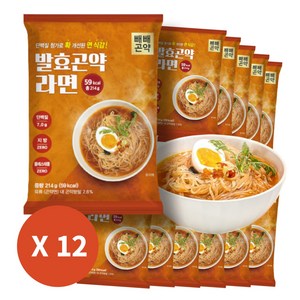 [국물까지 다 먹어도 59kcal 단백질 함유 저칼로리 저나트륨] 발효곤약라면 매운맛, 12개, 214g