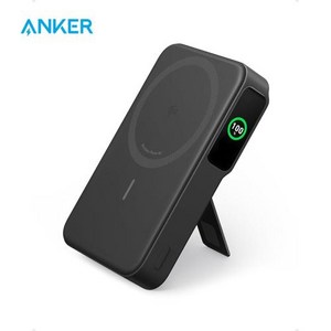 Anke MagGo 파워 뱅크 Qi2 인증 15W 초고속 MagSafe 호환 휴대용 충전기 스마트 디스플레이 및 접이식 스탠드가 포함된 10000mAh 배터리 팩 iPhone 1, Black, 1개, Black