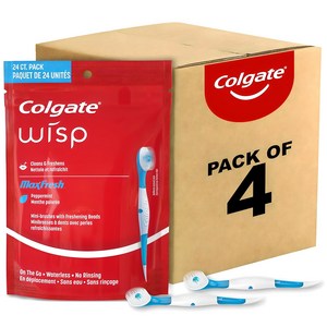 콜게이트 위스프 프레쉬 미니 칫솔 치약 치실 24개입 x 4팩 Colgate Max Fesh Wisp Mini Tavel Toothbushes, 4세트