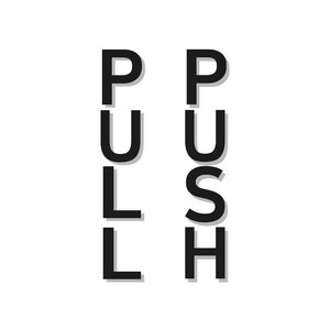 PUSH PULL 미시오 당기시오 표지판, 검정색