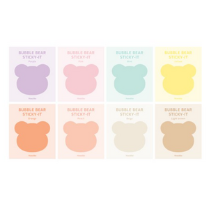 모노라이크 버블 베어 스티키 점착메모지 8종 세트, Purple, Pink, Mint, Yellow, Orange, Peach, Beige, Light brown, 2세트, 2세트