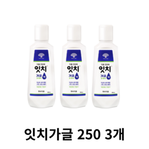 입냄새 충치예방 무알콜가글 휴대용 구강청결제 구취제거 구강건강 구강관리 구강청결 잇치 가글액 250ML (치약아님), 3개