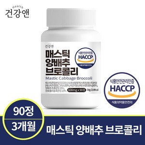 매스틱 양배추 브로콜리 22종 혼합 유산균 식약청인증 HACCP 건강앤, 1개, 90정, 90정