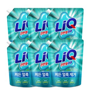 리큐 진한겔 알카파워 액상세제 드럼용 리필, 6개, 2L