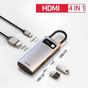 베이스어스 C타입 멀티허브 USB3.0 HDMI 멀티포트 변환젠더 8in1 6in1 5in1 USB허브, 4in1, 4in1, 1개