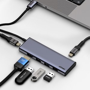 USB C타입 6in1 4K 60hz Gen2 10Gbps 멀티 허브 MH320, MH320-메탈그레이, 1개