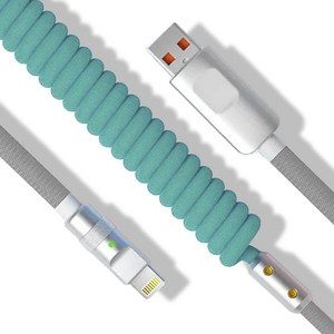 파카이 USB to LIGHTNING 컬러 스프링 항공 케이블 시리즈, 1개, 에메랄드&그레이, 1m