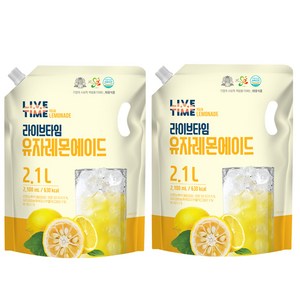 [태웅식품본사] 라이브타임 유자레몬에이드, 2.1L, 2개