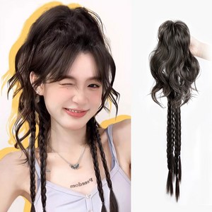 HAIRCUBE 웨이브 포니테일 브레이드 집게형 웨이브 부분가발 30+53cm, 1개, 다크브라운