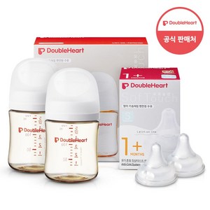 더블하트 모유실감 3세대 PPSU 베이직 트윈팩 160ml+젖꼭지(2입), 3세대 S, 제뉴인화이트, 1세트