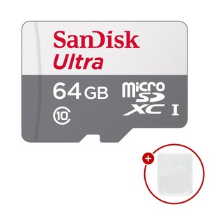 샌디스크 마이크로SD카드 울트라 SDSQUNR + SD카드 케이스, 1개, 64GB