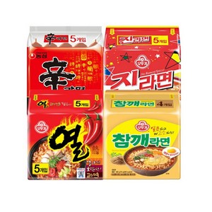 [맛슐랭] [봉지라면]농심 오뚜기 세트 신라면5+진라면5+열라면 5+참깨라면4, 1세트
