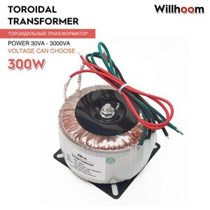 토로이달 변압기 듀얼 아웃풋 3와이어 순수 구리선 오디오 앰프 교체 입력 AC220V 110V 링 300W 12V-0-12V, 1개, 02 Input 110V