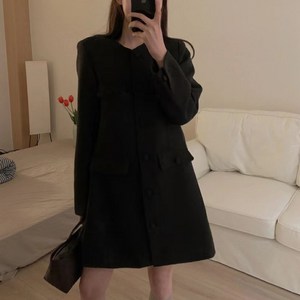 [#하객룩#자체제작]클래식 여성 버튼 미디 원피스