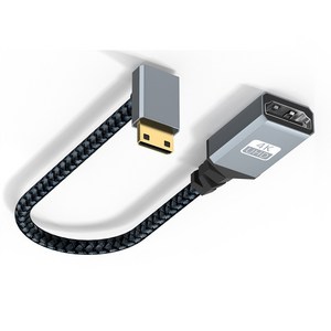 HDMI to Mini HDMI 젠더 4K 노트북 포터블 모니터, 상향꺾임 RL030, RL030, 1개