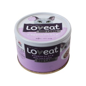 LOVeat 레드라벨 고양이 간식캔, 혼합맛(흰살참치/연어), 160g, 24개