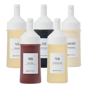 심플팩토리 흐르지 않는 원터치 소스통, 5개, 250ml