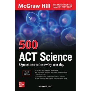 (영문도서) 500 ACT Science Questions to Know by Test Day Thid Edition Papeback, McGaw-Hill Companies, English, 9781264278213