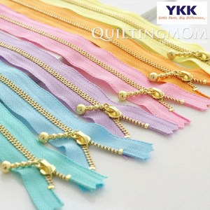 퀼팅맘 YKK지퍼 금색자크 파스텔톤 물방울 지퍼 3호, 베이비핑크 12cm, 1개
