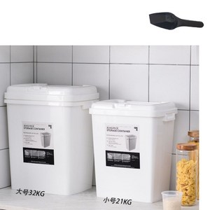 집게포함 쌀통 대용량 30kg 20kg방충방습 밀폐 쌀보관함 잡곡류 가루보관, 20kg 용 쌀통 스쿱포함, 흰색