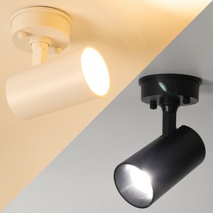 LED 일체형 COB 원통 직부등 20w 플리커프리 각도조절 실린더 핀조명 스포트라이트, LED COB 일체형 원통 직부조명 20w, 백색바디-주백색(아이보리빛)