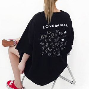 [제니블리] 드로잉러브 빅사이즈 반팔티 5XL 2COLOR // 55~99까지 루즈핏 오버사이즈 박스티 티셔츠 남녀공용 홈웨어