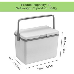 튼튼한 손잡이가 있는 휴대용 단열 하드 쿨러 3L 얼음 유지 신선도 유지 인큐베이터 해변 피크닉 캠핑용, 1) White