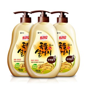 트리오 곡물설거지 우리쌀겨 주방세제, 750ml, 3개