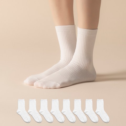 삭피엔스 여성용 골지 중목 양말 8켤레