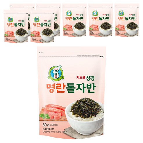 지도표성경 명란돌자반, 80g, 8개