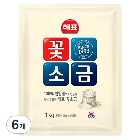 해표 꽃소금, 1kg, 6개