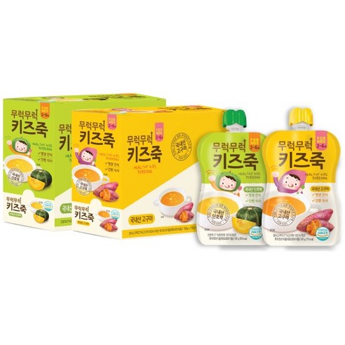 이유케어스 무럭무럭 키즈죽, 단호박, 고구마맛, 14개, 100g