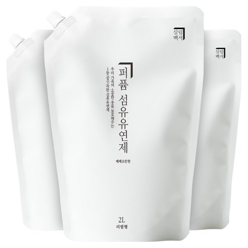 살림백서 섬유유연제 베베코튼향 리필, 2L, 3개