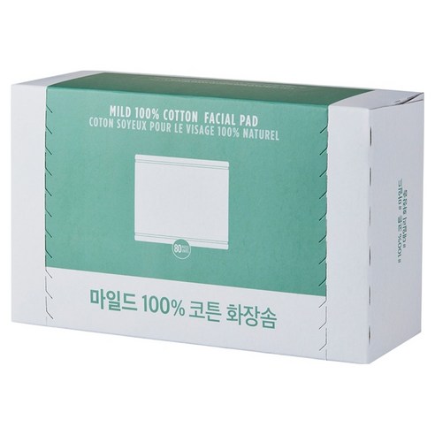 더페이스샵 데일리 뷰티툴즈 마일드 100% 코튼 화장솜, 80매입, 1개