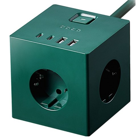 보코 큐브프로45 고용량 USB C타입 초고속충전 3구 큐브 멀티탭, 2m, 스타그린, 1개