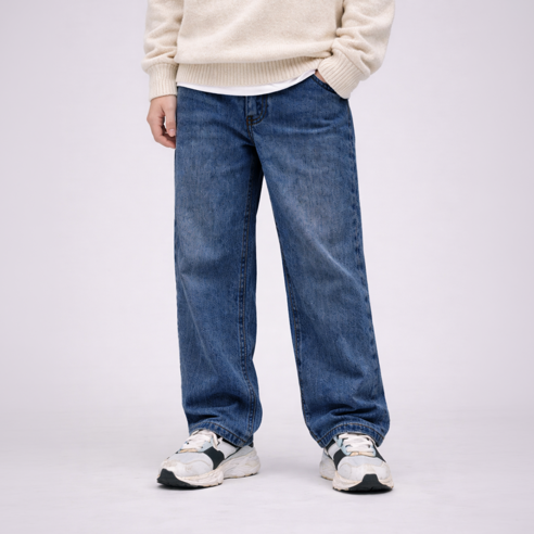 로시앤로우 주니어, 아동 와이드 데일리 밴딩 데님 팬츠 SK006