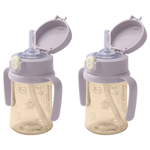 베베락 국내 제조 아이와 PPSU 원터치 빨대컵, 210ml, 2개, 라벤더