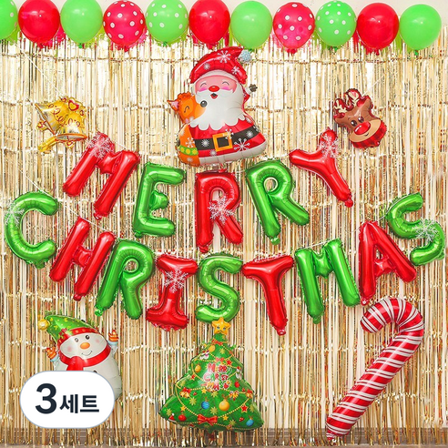 피앤비유니티 크리스마스 풍선 + 로얄 파티커튼 세트, 01 샴페인골드(커튼), 3세트