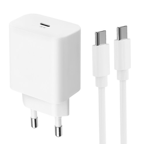 홈플래닛 25W PPS PD 3.0 초고속 충전기 + CtoC 케이블 1.2m - 1