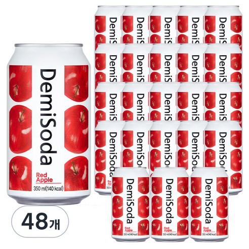데미소다 저탄산 과즙음료 레드애플, 48개, 350ml