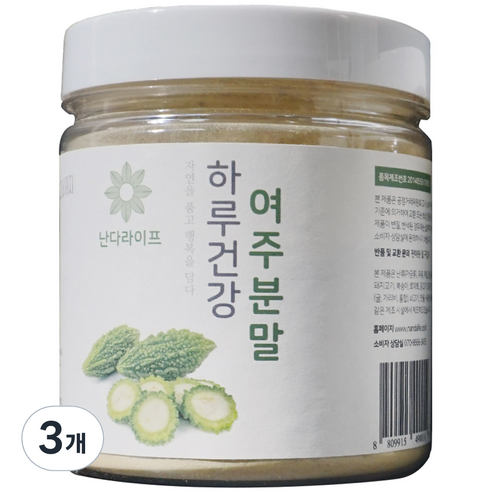 난다라이프 저온가공 하루건강 여주분말, 3개, 120g