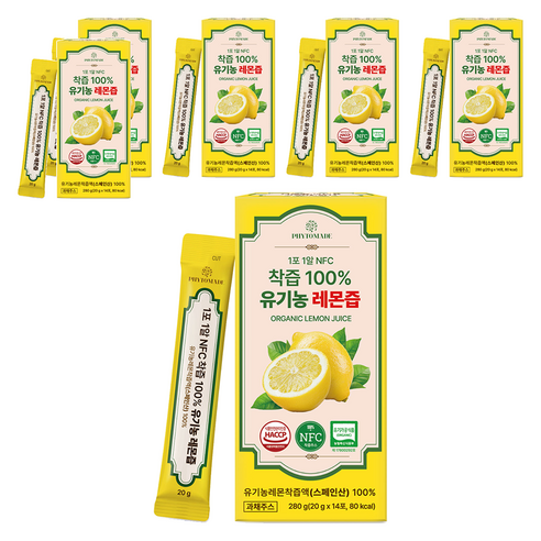 파이토메이드 1포 1알 NFC 착즙 유기농 레몬즙 14p, 6개, 280g