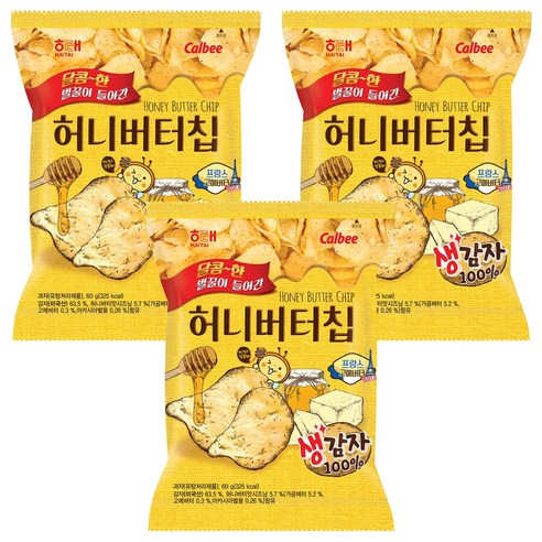 해태제과 허니버터칩, 60g, 3개