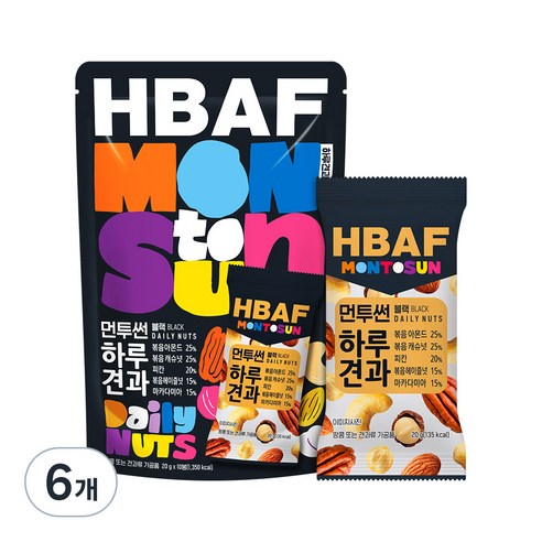 바프 먼투썬 하루견과 블랙, 200g, 6개