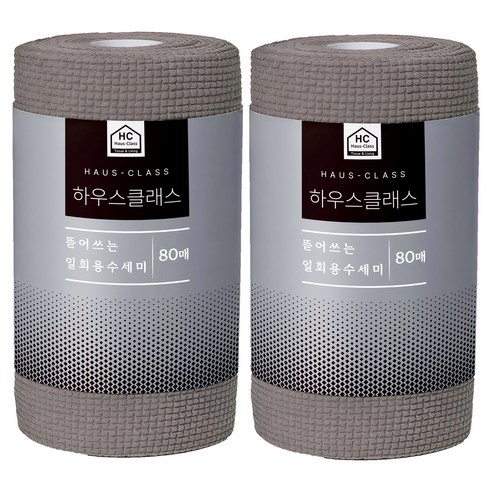하우스클래스 자연주의 일회용 수세미, 그레이, 80개입, 2개